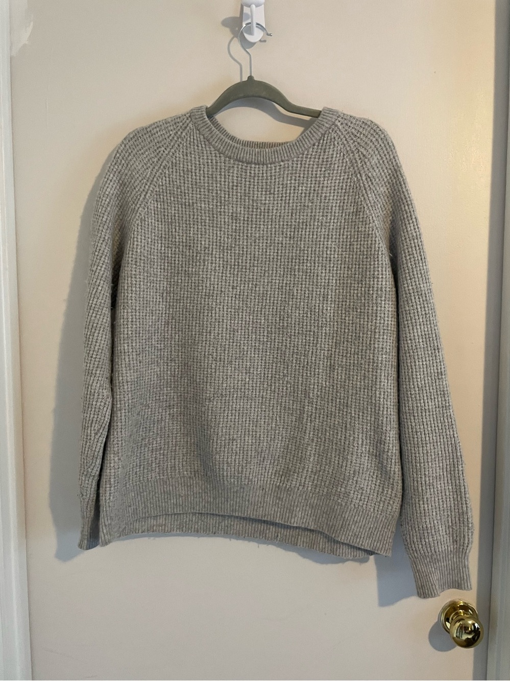 Gap Wool Cashmere Waffle Knit Sweater XL Gray Crewneck Pullover EUC